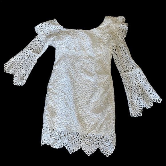 Boston Proper off the shoulder white eyelet mini dress by INA lined size… - Picture 5 of 10